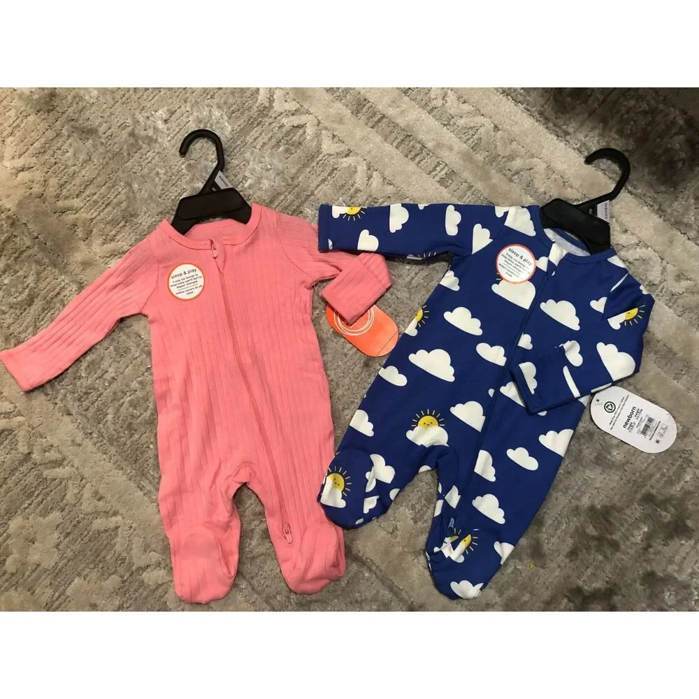 New With Tags Newborn Baby Zip up One Piece Bundle